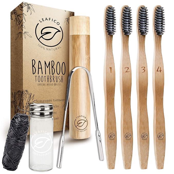 Sustainable Smile: Eco-Friendly Bamboo Toothbrush Kit with Travel Case